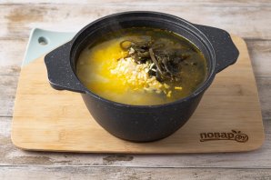 Овощной суп с рисом и морской капустой