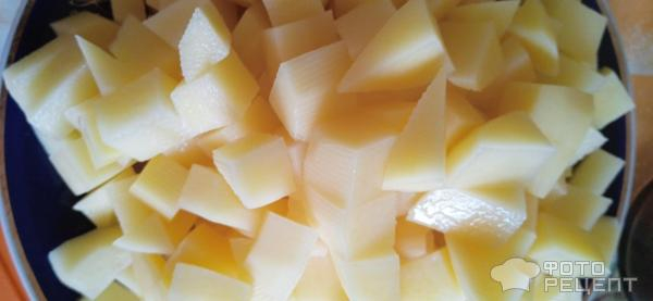 Рецепт: Картофель тушеный с баклажаном - по-домашнему